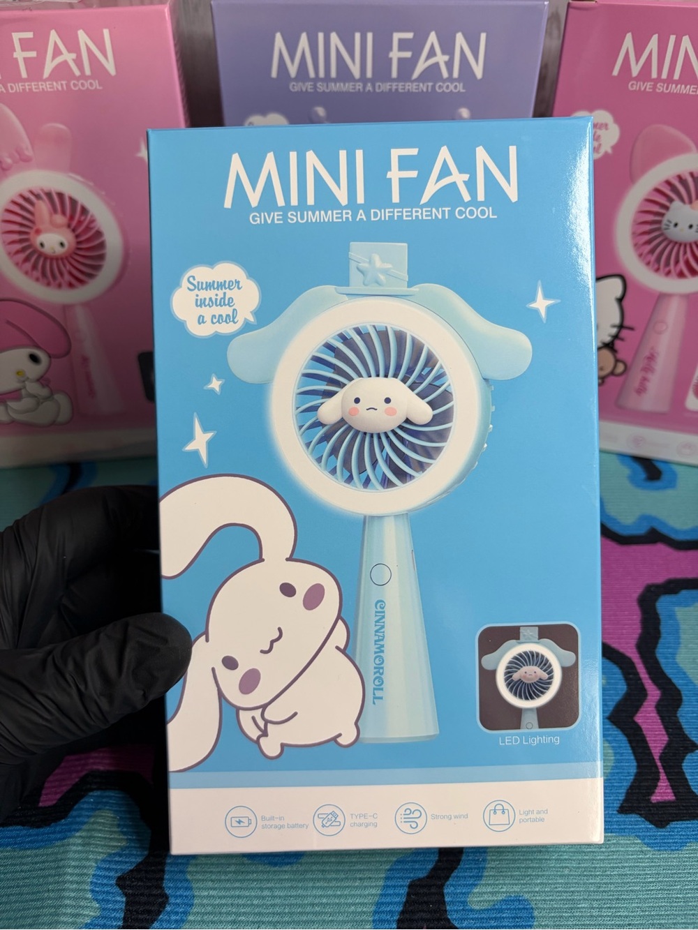 Cinnamoroll Mini Handheld Fan WITH LED LIGHT Strong Little Fan!!